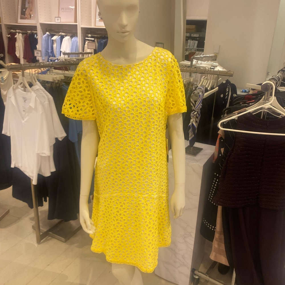 NWT | JAX Black Label Sunny Yellow Eyelet Dress – Vibrant & Chic, Size 12